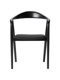 Houten fauteuil Angelina met zitkussen in zwart, Frame: essenhout, FSC-gecertific, Zwart gelakt essenhout, B 57 x H 80 cm
