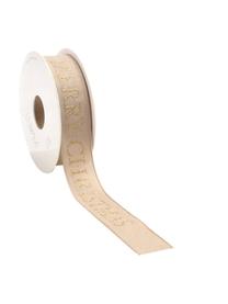 Nastro regalo Textire, Poliestere, Marrone chiaro, dorato, Larg. 3 x Lung. 1500 cm