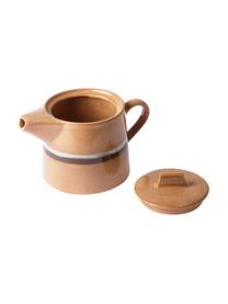 Handgemaakte theepot 70's, 1,2 L, Keramiek, Perzikkleurig, grijs, zwart, 1,2 L