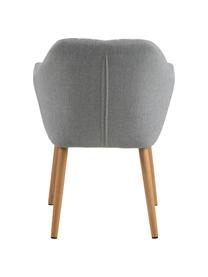 Čalouněná židle s područkami a dřevěnými nohami Emilia, Světle šedá, dubové dřevo, Š 57 cm, H 59 cm