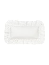 Gewaschener Baumwoll-Kopfkissenbezug Louane mit Rüschen, 100 % Baumwolle
Fadendichte 200 TC, Comfort Qualität

Bettwäsche aus Baumwolle fühlt sich auf der Haut angenehm weich an, nimmt Feuchtigkeit gut auf und eignet sich für Allergiker.

Durch ein besonderes Waschungsverfahren erhält der Stoff eine robuste, unregelmäßige Stonewash-Optik. Außerdem wird der Stoff dadurch weich und geschmeidig im Griff und erhält eine natürliche Knitter-Optik, die kein Bügeln erfordert und Gemütlichkeit ausstrahlt.

Das in diesem Produkt verwendete Material ist schadstoffgeprüft und zertifiziert nach STANDARD 100 by OEKO-TEX®, 4265CIT, CITEVE, Weiß, B 40 x L 80 cm
