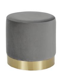 Pouf in velluto Orchid, Rivestimento: velluto (100% poliestere), Struttura: compensato, Velluto grigio, dorato, Ø 38 x Alt. 38 cm