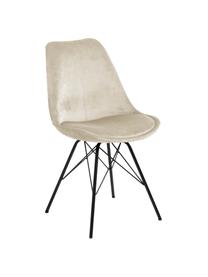 Sametové čalouněné židle s kovovými nohami Eris, 2 ks, Béžová, Š 49 cm, H 54 cm