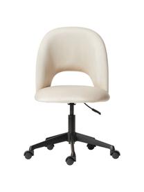 Sedia da scrivania in velluto Rachel, regolabile in altezza, Rivestimento: velluto (poliestere di al, Gambe: metallo verniciato a polv, Velluto bianco crema, Larg. 65 x Prof. 66 cm