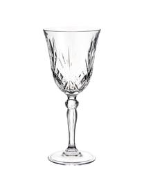Copas de vino blanco de cristal con relieve Melodia, 6 uds., Cristal, Transparente, Ø 8 x Al 19 cm