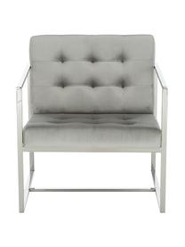 Poltroncina in velluto Manhattan, Rivestimento: velluto (poliestere) Con , Struttura: metallo zincato, Velluto grigio, argento, Larg. 70 x Prof. 72 cm