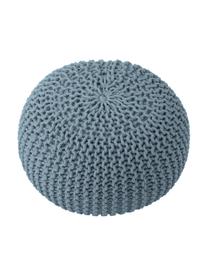 Ręcznie wykonany puf z dzianiny Dori, Tapicerka: 100% bawełna, Petrol, Ø 55 x W 35 cm