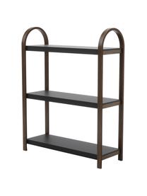 Metall-Standregal Bellwood mit Holz-Gestell, Gestell: Holz, Ablage: Metall, beschichtet, Schwarz, Dunkles Holz, B 72 x H 90 cm