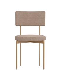 Polsterstuhl Sedia mit Metall-Gestell, Bezug: 75 % Wolle, 25 % Leinen, Gestell: Metall, pulverbeschichtet, Stoff Beige, B 46 x T 54 cm