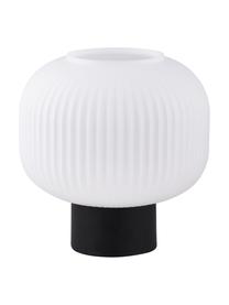 Lámpara de mesa pequeña de vidrio opalino Charles, Pantalla: vidrio opalino, Cable: cubierto en tela, Blanco opalino, negro, Ø 20 x Al 20 cm