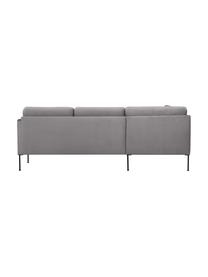 Sofa narożna z aksamitu z metalowymi nogami Fluente, Tapicerka: aksamit (wysokiej jakości, Nogi: metal malowany proszkowo, Aksamitny jasny szary, S 221 x G 200 cm