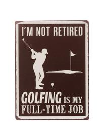 Metalen wandschild Golf, Metaal, Bruin, wit, 26 x 35 cm