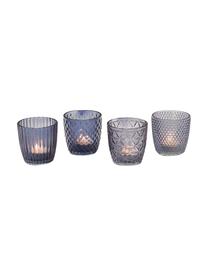 Sada skleněných svícnů na čajové svíčky Marilu, 4 díly, Sklo, Modrá, Ø 8 cm, V 8 cm
