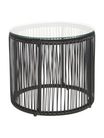Tavolino in materiale sintetico intrecciato Bahia, Struttura: alluminio verniciato a po, Nero, Ø 50 x Alt. 45 cm