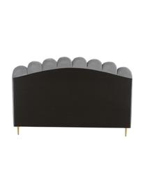 Samt-Polsterbett Glamour, Korpus: Massives Kiefernholz, Füße: Metall, vermessingt, Bezug: Samt (Polyester) 100.000 , Samt Grau, B 160 x L 200 cm