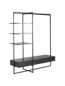 Open kleerkast Pacey, Frame: gepoedercoat metaal, Zwart, B 150 x H 180 cm