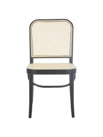 Chaise en cannage Franz, Beige, noir, larg. 48 x haut. 89 cm