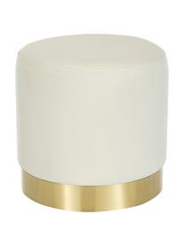 Tabouret velours blanc crème Orchid, Revêtement : blanc crème Pied : couleur dorée, Ø 38 x haut. 38 cm
