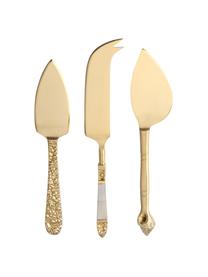 Kaasmessenset Cheese, 3-delig, Mes: edelstaal, vermessingd, Decoratie: parelmoer, Messingkleurig, Set met verschillende formaten