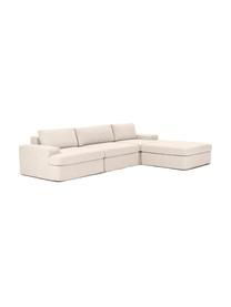 Canapé modulable 4 places avec pouf Russell, Tissu beige, larg. 309 x haut. 77 cm