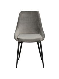 Fluwelen stoelen Sierra in grijs, 2 stuks, Bekleding: polyester fluweel, Poten: gelakt metaal, Fluweel grijs, B 49 x D 55 cm