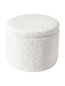 Pouf in tessuto teddy con vano contenitore Alida, Rivestimento: teddy (100% poliestere) C, Teddy bianco, Ø 50 x Alt. 42 cm