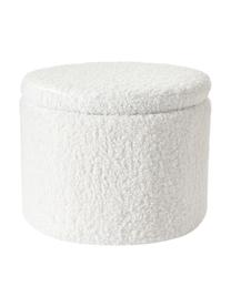 Pouf in tessuto teddy con vano contenitore Alida, Rivestimento: teddy (100% poliestere) C, Teddy bianco, Ø 50 x Alt. 42 cm