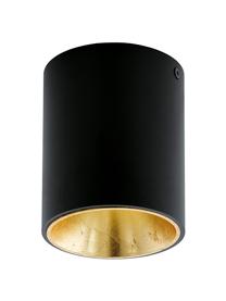 LED plafondspot Marty in zwart-goudkleur met antieke afwerking, Zwart, goudkleurig, Ø 10 x H 12 cm