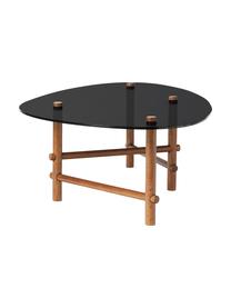 Skleněný konferenční stolek v organickém tvaru Pond, Tmavé ořechové dřevo, Š 114 cm, H 62 cm