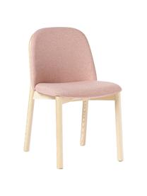 Čalouněná židle z jasanového dřeva Julie, Růžová, světlé jasanové dřevo, Š 47 cm, V 81 cm