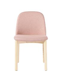 Chaise en bois avec rembourrage Julie, Tissu rose, bois de frêne clair, larg. 47 x haut. 81 cm
