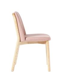 Gestoffeerde stoel Julie van essenhout, Bekleding: 100% polyester Met 20.000, Frame: essenhout, FSC-gecertific, Geweven stof roze, essenhout, B 47 x H 81 cm