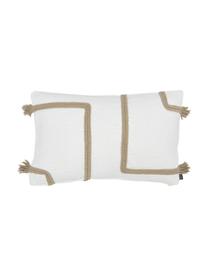 Baumwol-Kissenhülle Viale mit Quasten, 100% Baumwolle, Weiß, Beige, B 40 x L 60 cm
