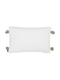 Housse de coussin rectangulaire pur coton Quasten, 100 % coton, Blanc, beige, larg. 40 x long. 60 cm