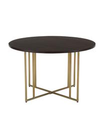 Mesa de comedor redonda de madera de mango Luca, tamaños diferentes, Tablero: madera de mango maciza ce, Estructura: metal con pintura en polv, Madera de mango, dorado, Ø 120 x Al 75 cm