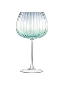 Handgemachte Weingläser Dusk mit Farbverlauf, 2 Stück, Glas, Grün, Grau, Ø 10 x H 20 cm