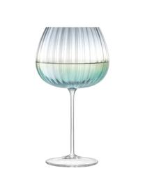Handgemachte Weingläser Dusk mit Farbverlauf, 2 Stück, Glas, Grün, Grau, Ø 10 x H 20 cm