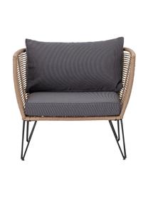 Tuin fauteuil Mundo met kunststoffen vlechtwerk, Frame: metaal, gepoedercoat, Bruin, B 87 x D 74 cm
