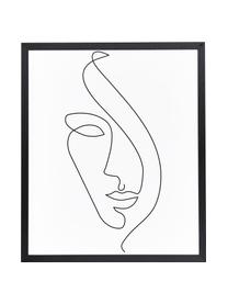 Gerahmter Digitaldruck Abstract Face II, Rahmen: Buchenholz, lackiert, Front: Plexiglas, Bild: Digitaldruck auf Papier, , Schwarz, Weiß, B 53 x H 63 cm