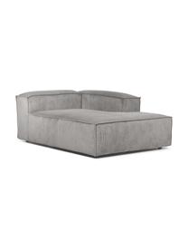 Modulo angolare in velluto a coste Lennon, Rivestimento: velluto a coste (92% poli, Struttura: legno di pino massiccio, , Piedini: plastica, Velluto a coste grigio, Larg. 119 x Prof. 180 cm, chaise-longue a sinistra