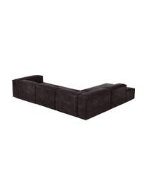 Narożna sofa modułowa XL ze skóry z recyklingu Lennon, Tapicerka: skóra z recyklingu (70% s, Stelaż: lite drewno, sklejka, Nogi: tworzywo sztuczne, Szarobrązowa skóra, S 329 x W 68 cm, prawostronna