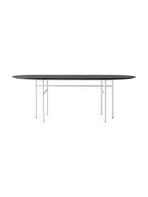 Tavolo da pranzo ovale Snaregade, 210 x 95 cm, Struttura: metallo, verniciato a pol, Impiallacciato rovere, laccato nero, grigio chiaro, Larg. 210 x Prof. 95 cm