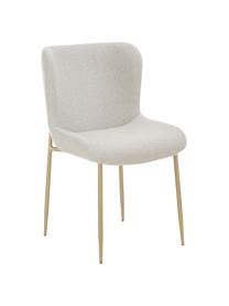 Krzesło tapicerowane bouclé Tess, Tapicerka: 70% poliester, 20% wiskoz, Nogi: metal malowany proszkowo, Jasny szary, złoty, S 49 x W 84 cm