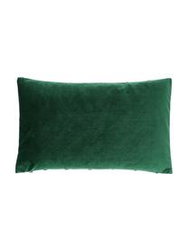 Housse de coussin en velours vert foncé Leyla, Velours (100 % polyester), Vert foncé, larg. 30 x long. 50 cm