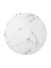 Tavolino rotondo XL da salotto con piano in vetro effetto marmo Antigua, Struttura: metallo cromato, Bianco marmorizzato, cromo, Ø 100 x Alt. 35 cm