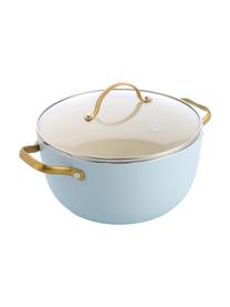 Kochtopf-Set Padova mit Antihaftbeschichtung, 10-tlg., Griffe: Edelstahl, beschichtet mi, Deckel: Glas, Hellblau, Goldfarben, Set mit verschiedenen Größen