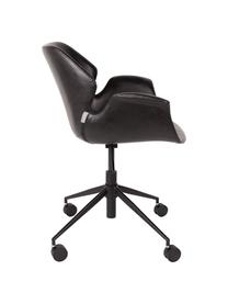 Chaise de bureau en cuir synthétique à hauteur ajustable Nikki, Noir, larg. 77 x prof. 78 cm