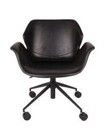 Krzesło biurowe ze sztucznej skóry Nikki, obrotowe, Tapicerka: sztuczna skóra (poliureta, Nogi: metal malowany proszkowo, Czarny, S 77 x G 78 cm