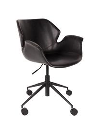 Sedia da scrivania in similpelle Nikki, regolabile in altezza, Rivestimento: similpelle (poliuretano), Sottostruttura: compensato, Gambe: metallo verniciato a polv, Ruote: plastica, Similpelle nero, Larg. 77 x Prof. 78 cm