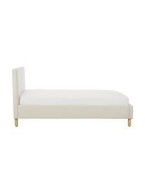 Cama tapizada Celeste, Estructura: madera de pino maciza, ma, Tapizado: poliéster (texturizado) A, Patas: madera maciza de caucho l, Tejido blanco crema, 160 x 200 cm